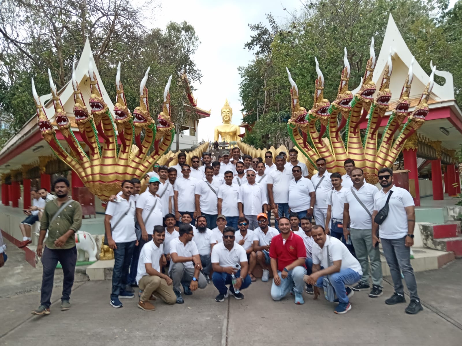 Large group tour with Tab Holidays at airport